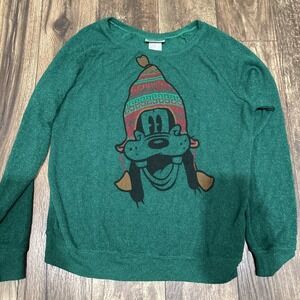 DISNEY PARKS GOOFY‎ Women Large Green Lightweight Long Sleeve Sweater